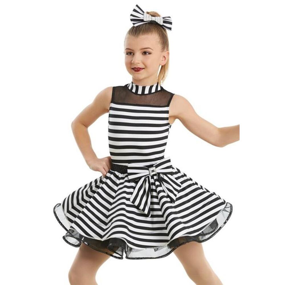 Dance Costume Weissman 11183 Medium Child Black Stripes Jazz Jailhouse Rock
